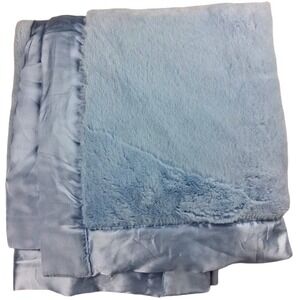 Little Me Solid Blue Plush Baby Blanket Satin Trim Backside 30x40 New Boy